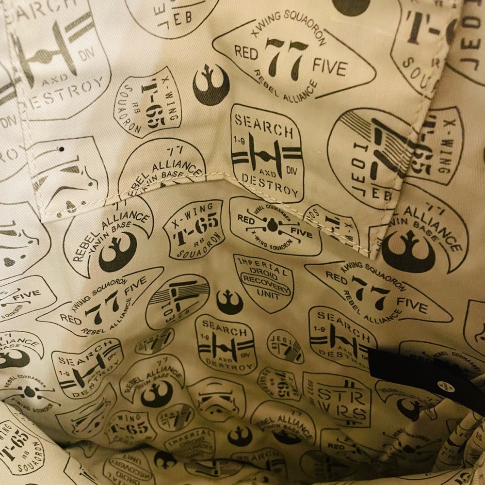 Loungefly Star Wars Rebel Olive Green Canvas Backpack with Brown Accents - Picture 8 of 13